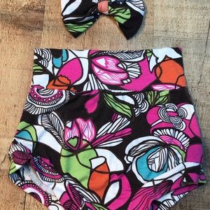 6/9 months bummies with matching hair bow